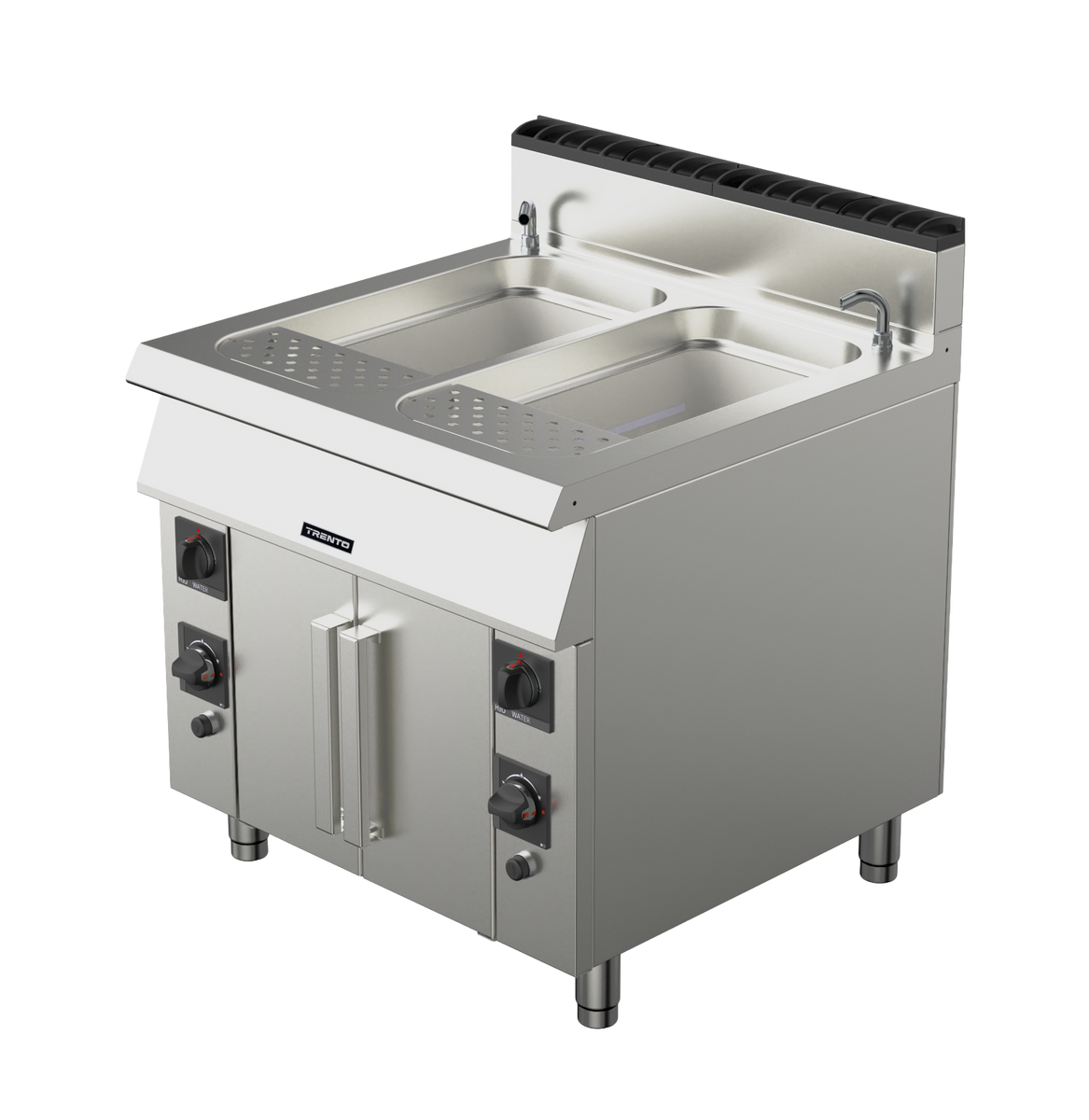 Omcan CE-IT-0090PLUS 24 Gallon Double Tank Natural Gas Pasta Cooker, Double Burner, Stainless Steel, 156,000 BTU