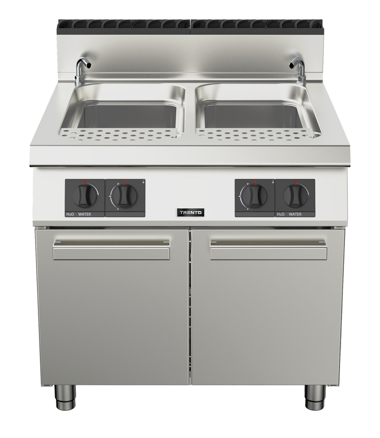 Omcan CE-IT-0090 24 Gallon Double Tank Natural Gas Pasta Cooker, Single Burner, Stainless Steel, 95,000 BTU