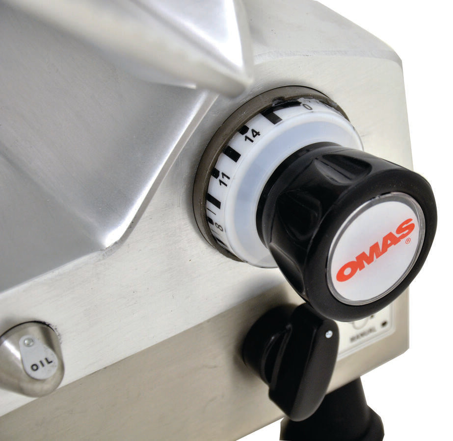 Omcan 13645 Omas 13" Gear-Driven Automatic Meat Slicer, Anodized Aluminum Body, Stainless Steel
