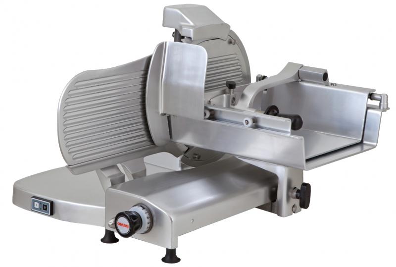 Omcan 38915 Omas S-Series 15" Horizontal Gear-Driven Meat Slicer, Silver, 110V