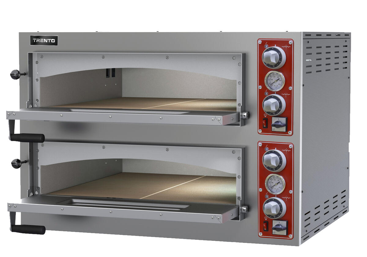 Omcan PE-IT-0038-D 28 In. Entry Max Double Chamber Countertop Pizza Oven, Three Phase, Refractory Stone Decks, Stainless Steel