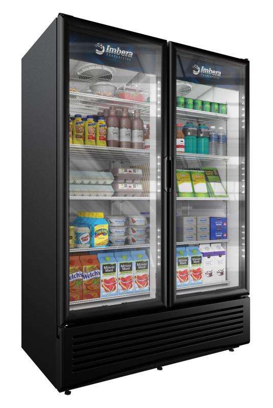 Omcan VRD43 54 In. Imbera Two Glass Door Merchandiser Refrigerator, 41 Cu. Ft., Energy Star, BMAD System