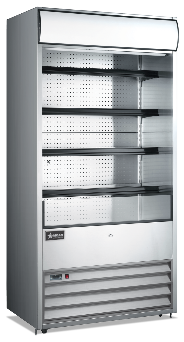 Omcan 43459 Stainless Steel 36" Five-Shelf Grab-and-Go Open Refrigerated Floor Showcase, 18.7 cu.ft, 120V
