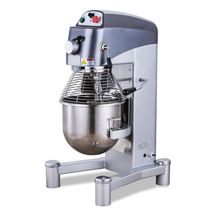 Omcan MX-CN-0030 30 Qt Heavy-Duty Planetary Mixer, Three-Speed Gear Drive, Safety Guard and Timer