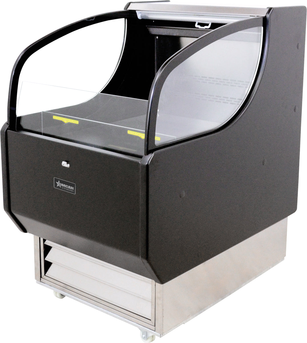 Omcan RS-CN-0186 26 In. Open Grab-and-Go Refrigerated Display, 6.6 Cu. Ft., Curved Glass, LED Lighting
