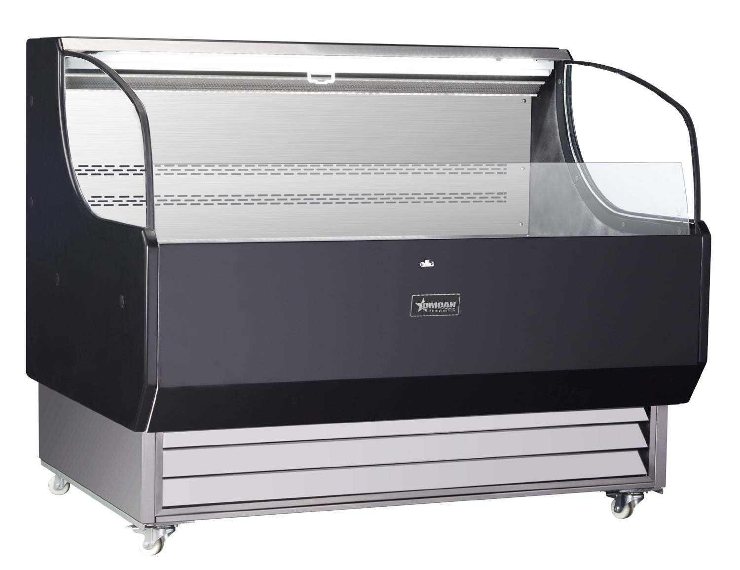 Omcan RS-CN-0370-L 52 In. Open Grab-and-Go Refrigerated Display, 13.07 Cu. Ft., Curved Glass, LED Lighting