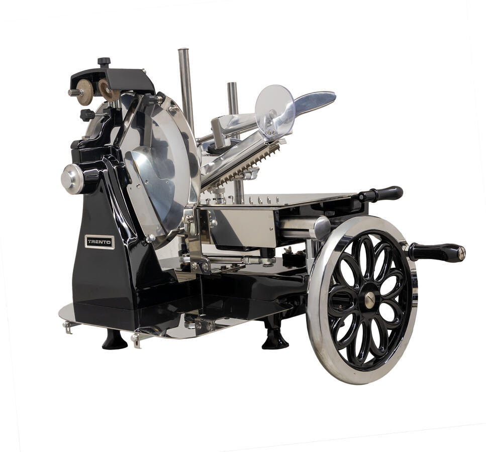 Omcan MS-IT-0300-BF Trento Luxury 12 In. Volano Flywheel Slicer, Manual Hand-Operated, Flower Flywheel Black Finish
