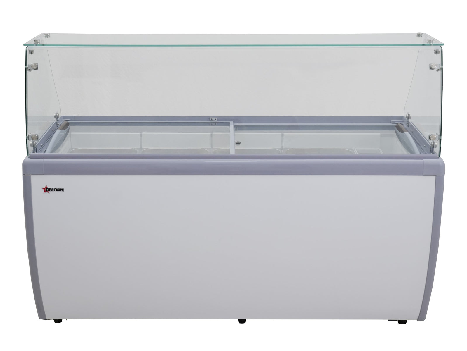 Omcan 47744 71 In. Gelato Display Case, 15.9 cu. ft. (450L), 13 x 5L + 1 x 180g Pans, Sliding Doors with Locks