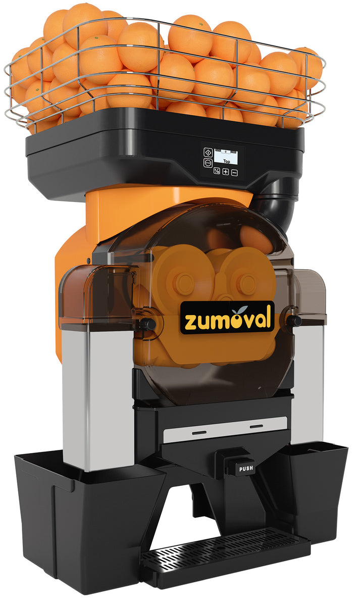Omcan 47989 20 In. Zumoval Top Automatic Citrus Juice Extractor, 28 Fruits/Min, Auto Feeder, Self-Cleaning, Push and Juice Button, 115V