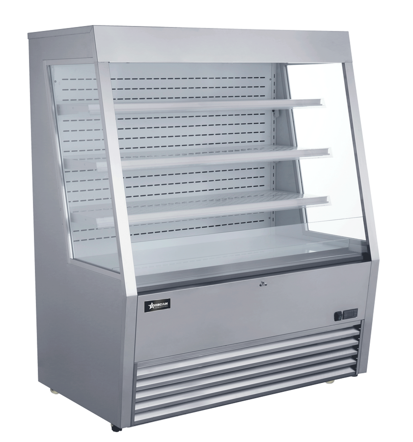 Omcan RS-CN-0490-L 48 In. Stainless Steel Open Grab-and-Go Refrigerated Display, Night Curtain, LED Lighting, Ventilated Cooling