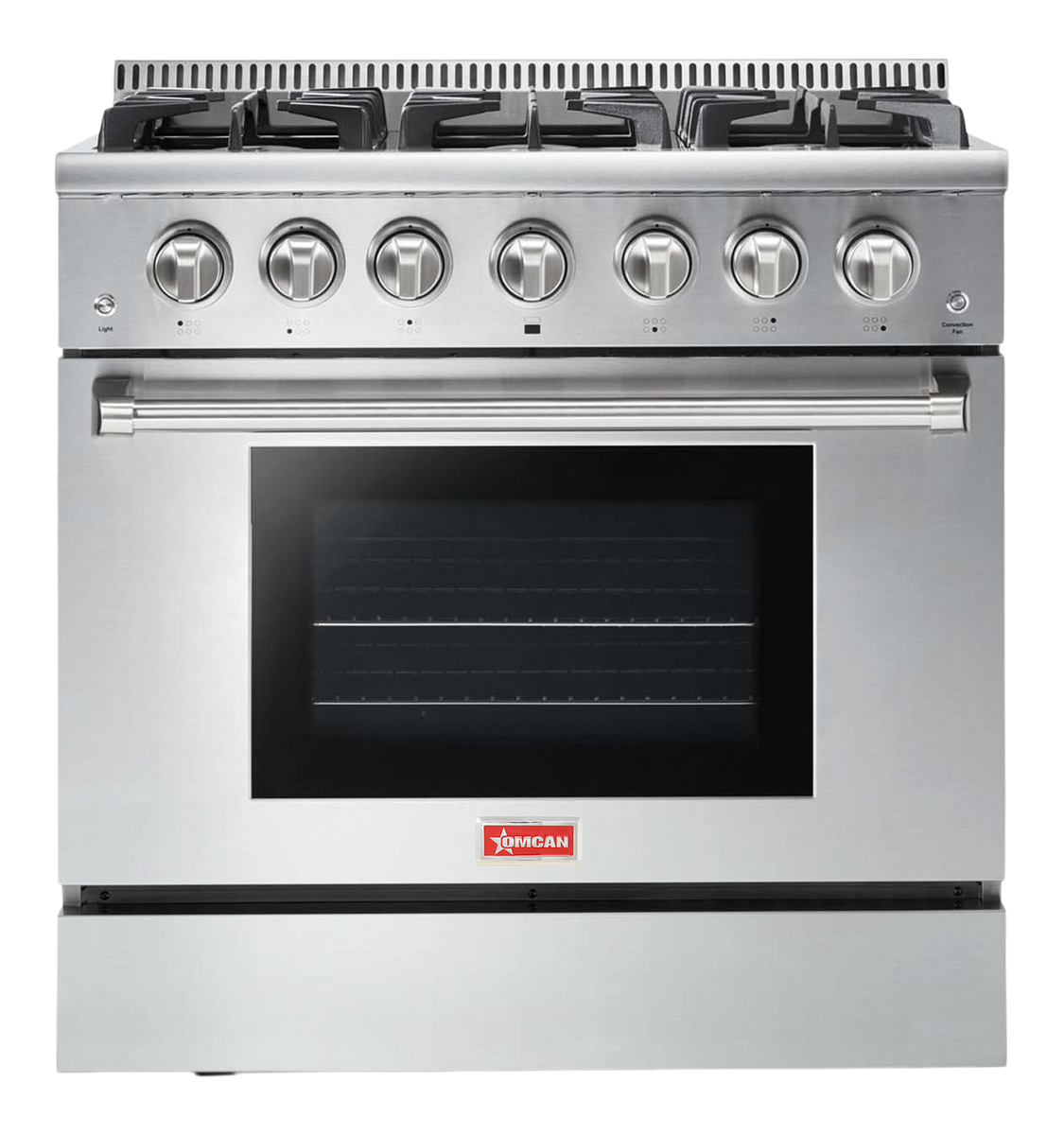 Omcan CE-CN-3618U 36 In. Commercial Gas Range with Convection Oven, Six Sealed Burners, Natural Gas, 106,000 BTU