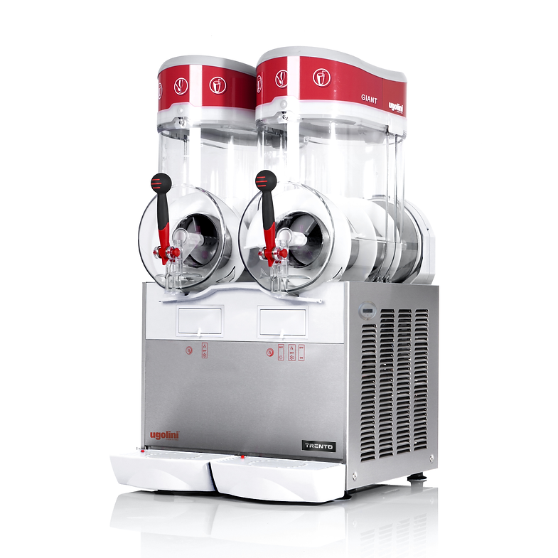 Omcan 49080 Ugolini GIANT 18 In. Double Bowl Granita / Slushy Machine, 2 x 4 Gal., Magnetic Drive, Stainless Steel