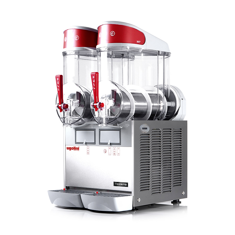 Omcan 49082 Ugolini MT2 Countertop Double Bowl Granita / Slushy Machine, 5.2 gal. (20L), Magnetic Drive, Stainless Steel