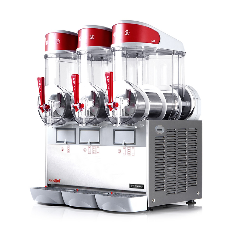 Omcan 49083 Ugolini MT3 Countertop Triple Bowl Granita / Slushy Machine, 7.8 gal. (30L), Magnetic Drive, Stainless Steel