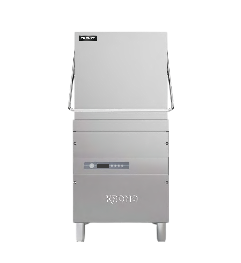 Omcan 49128 Kromo HD 130 Premium Heavy-Duty Upright Hood-Type Dishwasher, Stainless Steel, 220V/3Ph