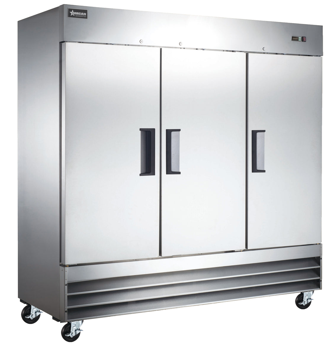 Omcan FR-CN-2057-HC 81 In. Stainless Steel Three-Door Reach-In Freezer, 72 Cu. Ft., Self-Closing Doors, R290 Refrigerant