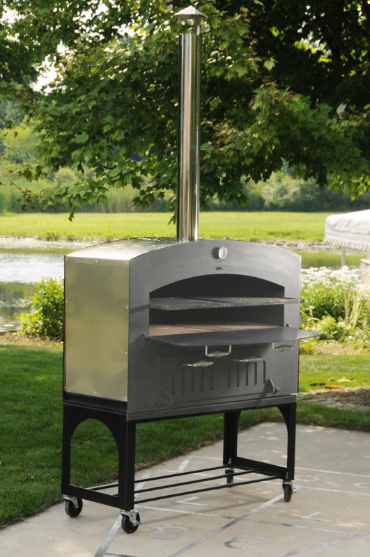 Omcan 31313 Large Outdoor Wood Burning Oven with Stainless Steel Oven Shelf and Stand, 950°F