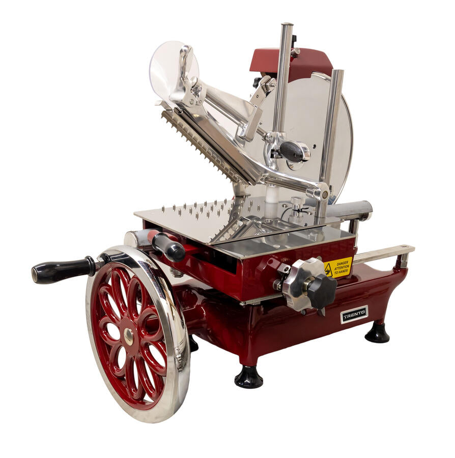 Omcan MS-IT-0250-MF 10" Volano Manual Meat Slicer, Flower Flywheel, Stainless Steel
