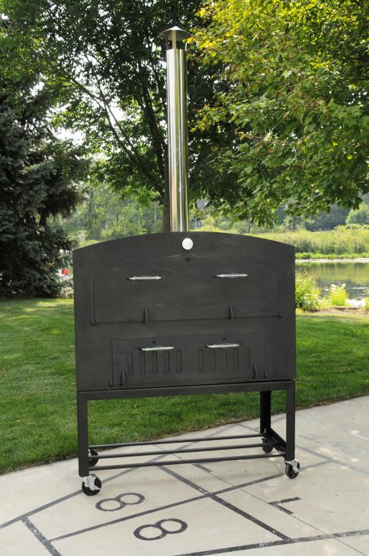 Omcan 31313 Large Outdoor Wood Burning Oven with Stainless Steel Oven Shelf and Stand, 950°F