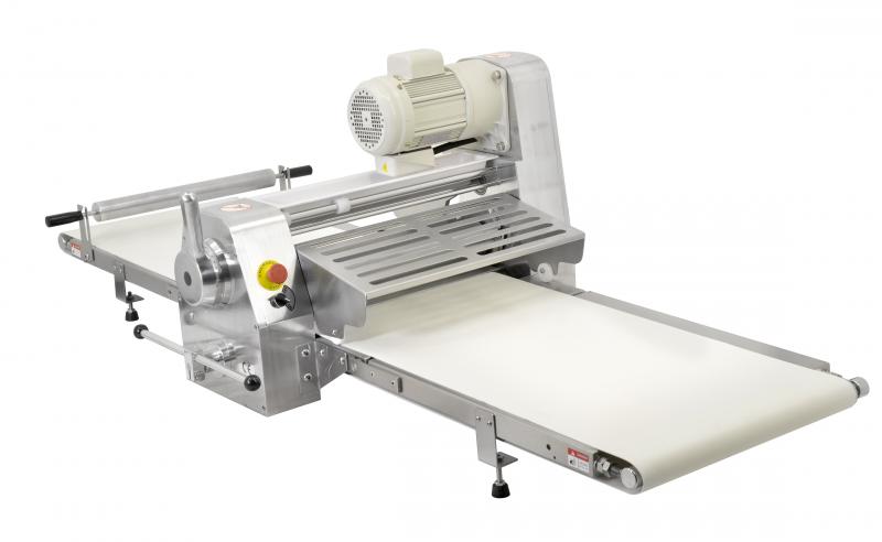 Omcan BE-CN-2083-CSS 30 In. Stainless Steel Countertop Reversible Dough Sheeter, 560W, Foldable Tables, Safety Guards