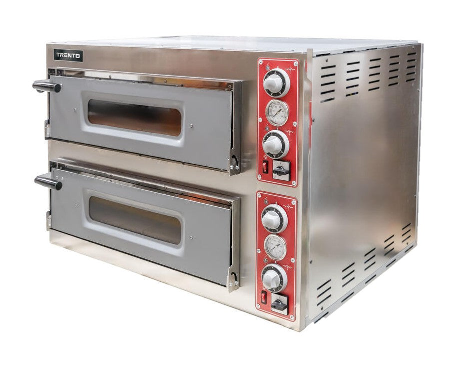 Omcan PE-IT-0038-DS 28 In. Entry Max Double Chamber Countertop Pizza Oven, Single Phase, Refractory Stone Decks, Stainless Steel