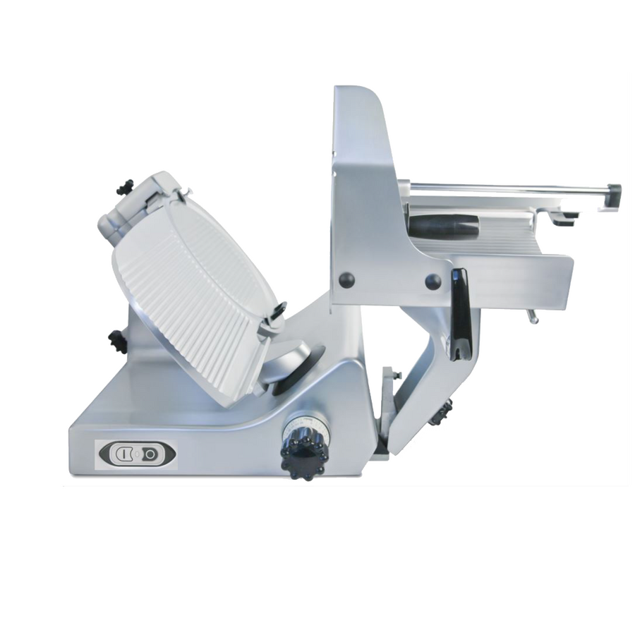 Omcan 48391 Manconi Kolossal 330 IK US 13 In. Gear-Driven Meat Slicer, 360W, Low Loading Height, Stainless Steel