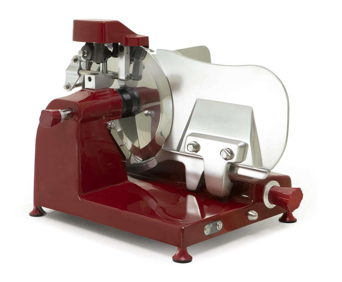 Omcan 49532 Omas S-Series 15" Horizontal Gear-Driven Meat Slicer, Red, 110V