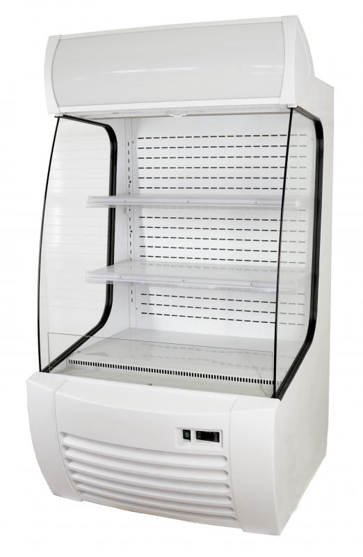 Omcan 41465 34 In. Open Refrigerated Floor Display, Ventilated Cooling, Night Curtain, LED Lighting