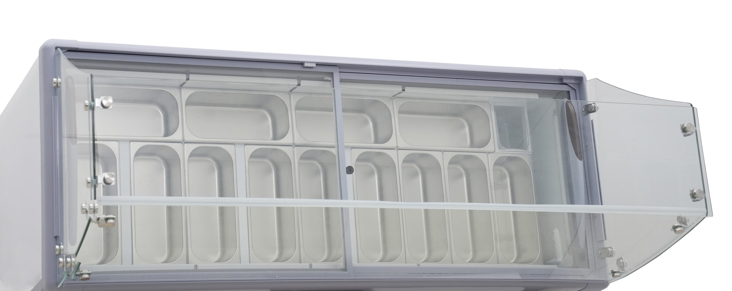 Omcan 47744 71 In. Gelato Display Case, 15.9 cu. ft. (450L), 13 x 5L + 1 x 180g Pans, Sliding Doors with Locks