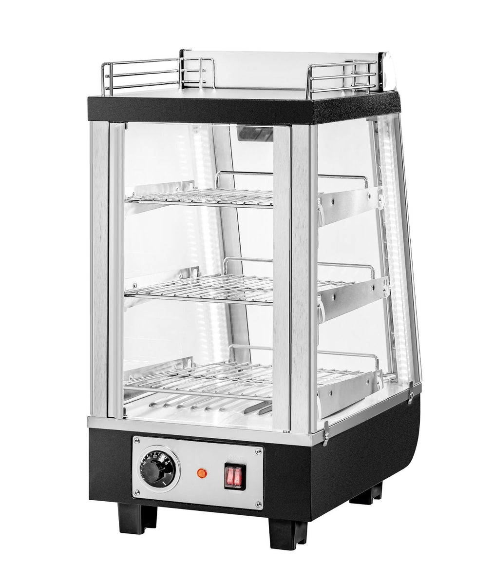 Migali C-HCT14-S 14 In. Heated Counter-Top Display Case, Straight Glass, Front + Rear Sliding Doors with Top Storage, 2.6 Cu Ft