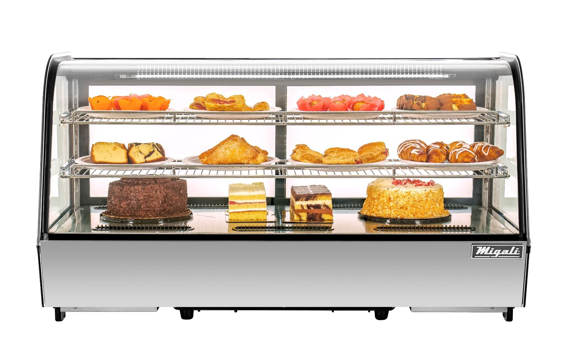 Migali C-70CTC-48 48 In. Counter-Top Refrigerated Display Case, Curved Glass, 7.1 Cu Ft, R290 Refrigerant