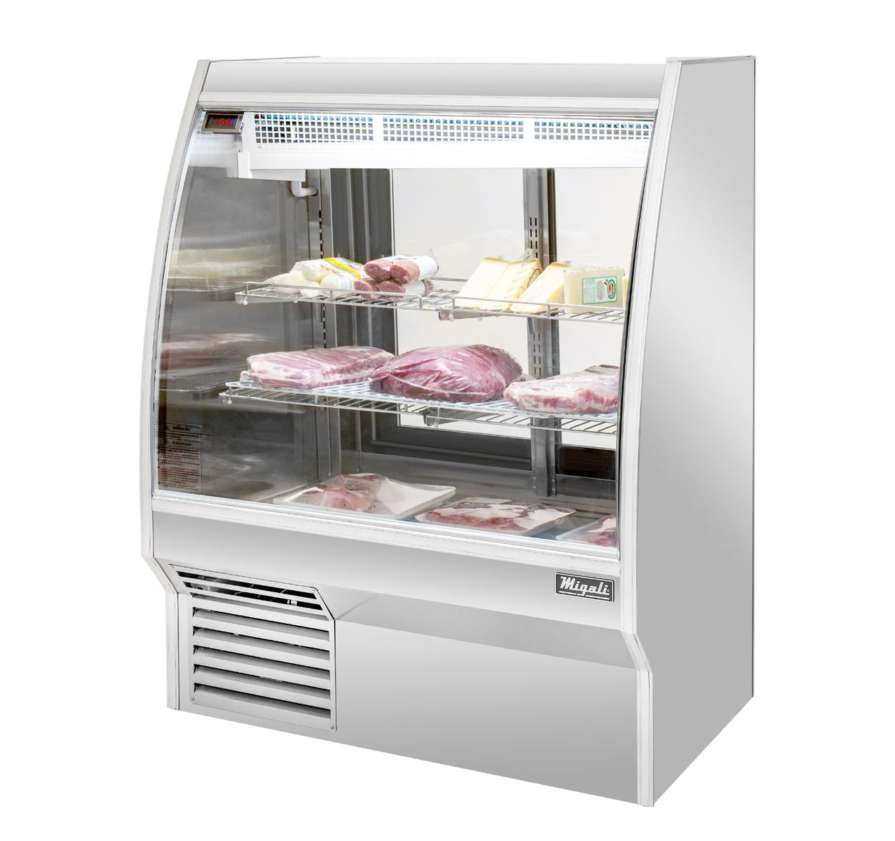 Migali C-DC-3 36 In. 3 Ft Double-Duty Interchangeable Meat/Fish/Deli Display Case, Curved Glass, 16.5 Cu Ft, R290 Refrigerant