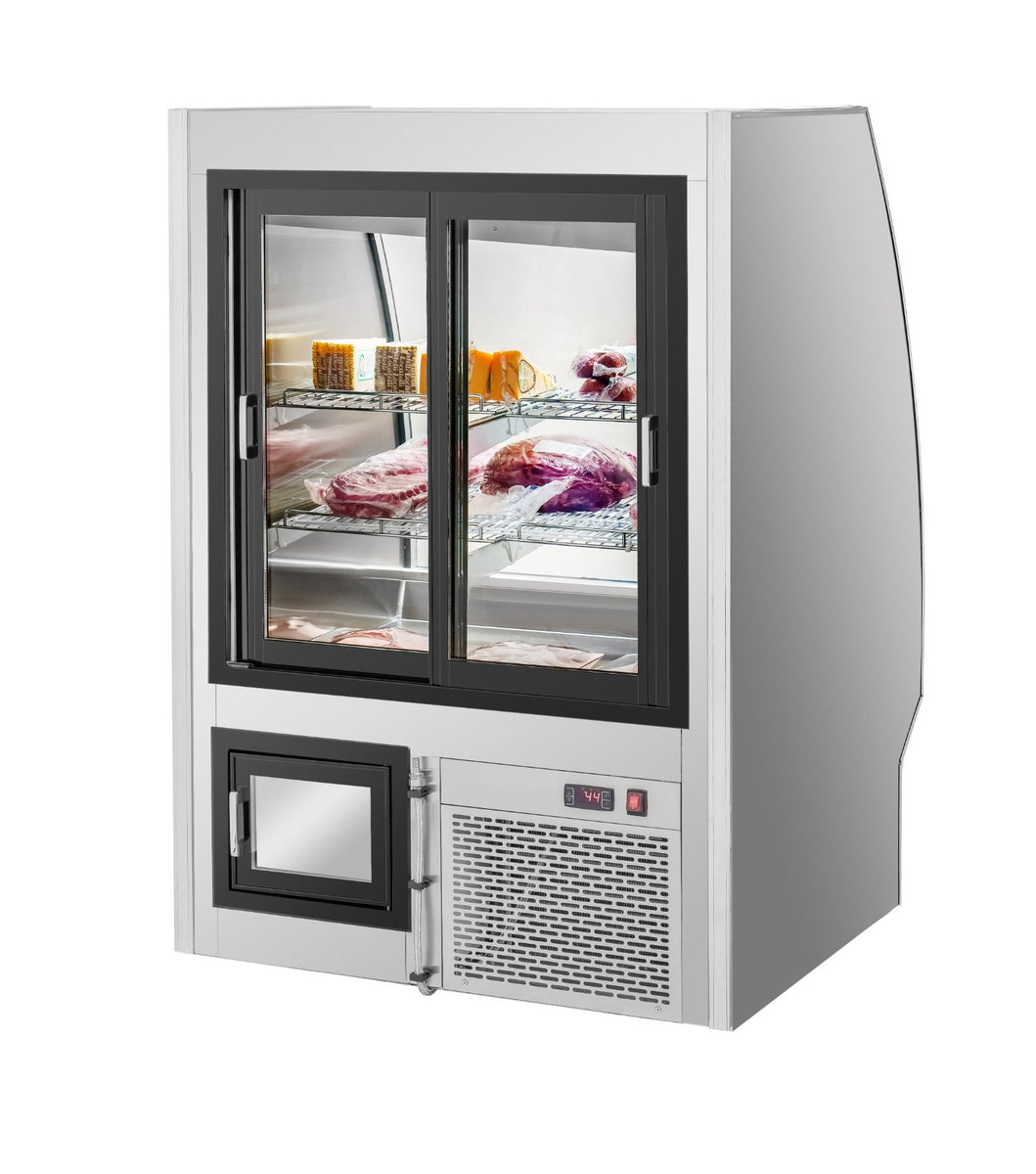 Migali C-DC-3 36 In. 3 Ft Double-Duty Interchangeable Meat/Fish/Deli Display Case, Curved Glass, 16.5 Cu Ft, R290 Refrigerant