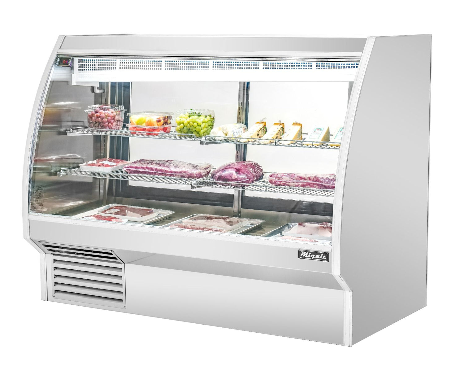 Migali C-DC-6 72 In. 6 Ft Double-Duty Interchangeable Meat/Fish/Deli Display Case, Curved Glass, 34.5 Cu Ft, R290 Refrigerant