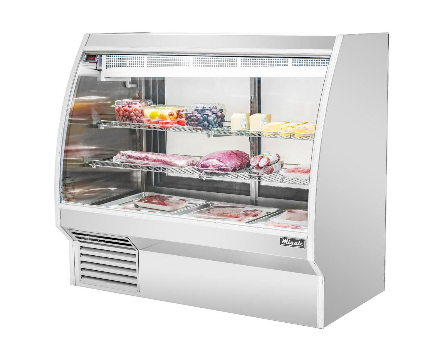Migali C-DC-6 72 In. 6 Ft Double-Duty Interchangeable Meat/Fish/Deli Display Case, Curved Glass, 34.5 Cu Ft, R290 Refrigerant