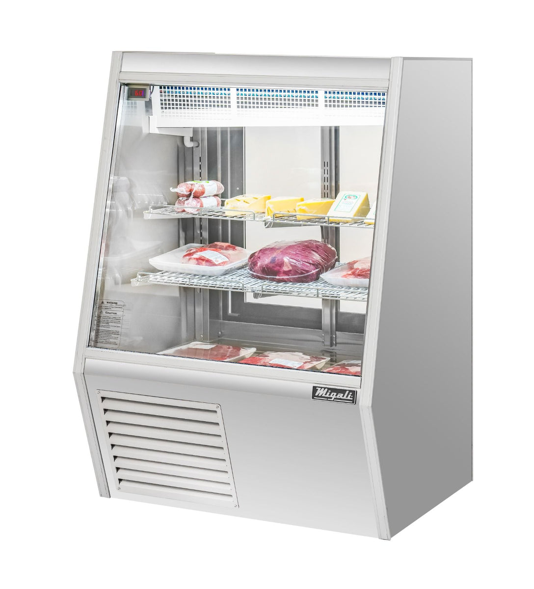 Migali C-DS-3 36 In. 3 Ft Double-Duty Interchangeable Meat/Fish/Deli Display Case, Straight Glass, 16.5 Cu Ft, R290 Refrigerant