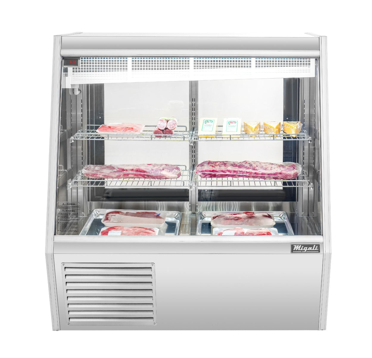 Migali C-DS-4 48 In. 4 Ft Double-Duty Interchangeable Meat/Fish/Deli Display Case, Straight Glass, 22.5 Cu Ft, R290 Refrigerant