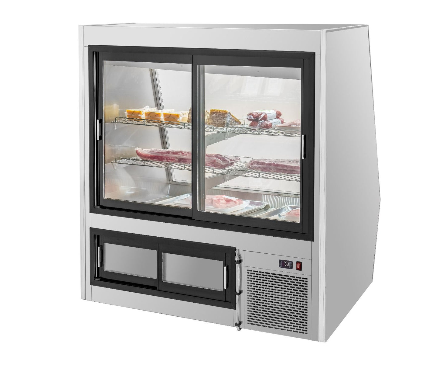 Migali C-DS-4 48 In. 4 Ft Double-Duty Interchangeable Meat/Fish/Deli Display Case, Straight Glass, 22.5 Cu Ft, R290 Refrigerant