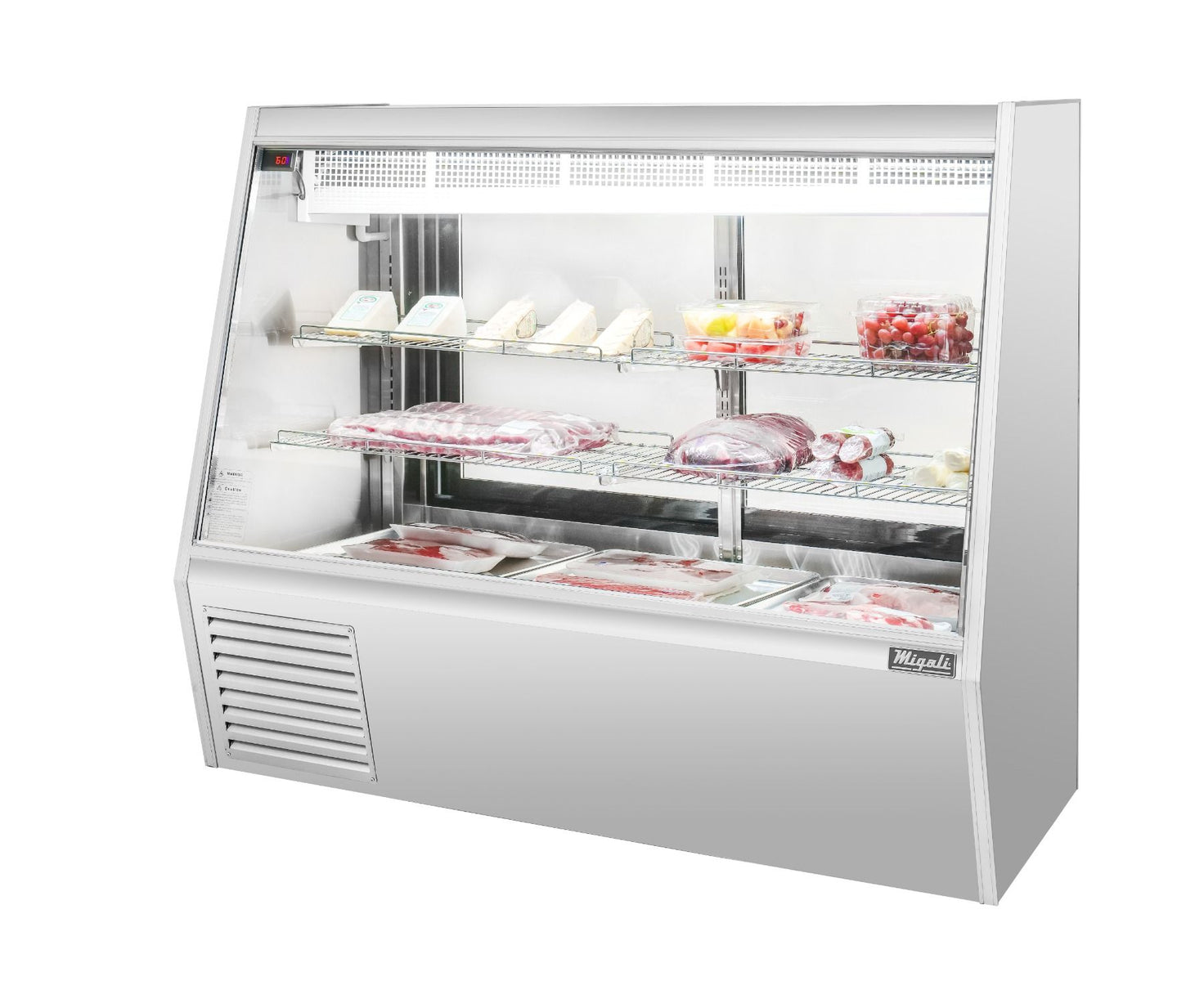 Migali C-DS-5 60 In. 5 Ft Double-Duty Interchangeable Meat/Fish/Deli Display Case, Straight Glass, 28.5 Cu Ft, R290 Refrigerant