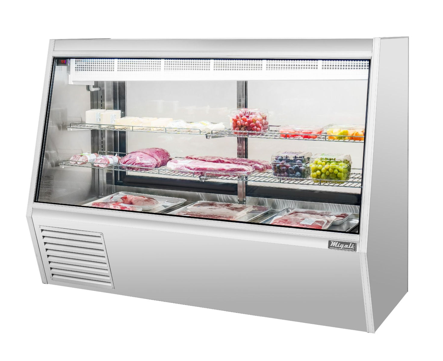 Migali C-DS-6 72 In. 6 Ft Double-Duty Interchangeable Meat/Fish/Deli Display Case, Straight Glass, 34.5 Cu Ft, R290 Refrigerant