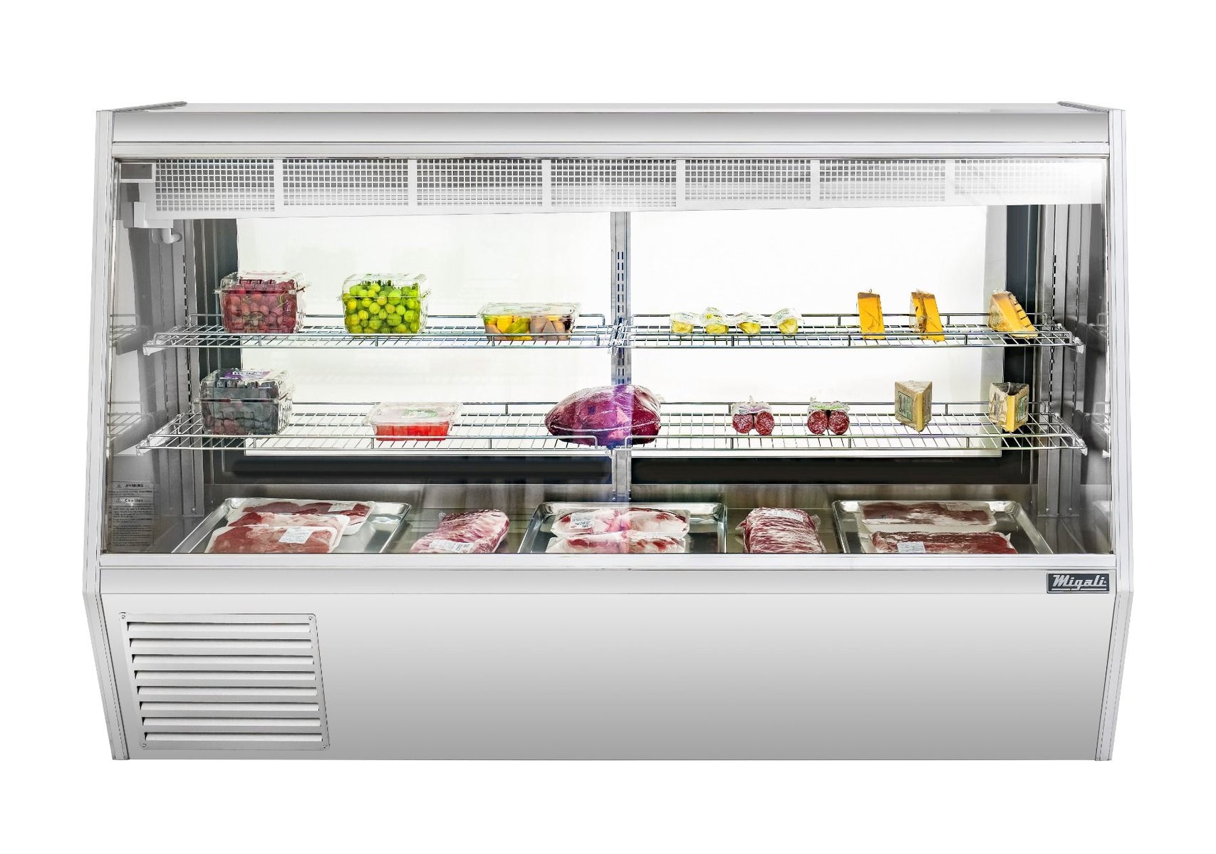 Migali C-DS-7 84 In. 7 Ft Double-Duty Interchangeable Meat/Fish/Deli Display Case, Straight Glass, 40.5 Cu Ft, R290 Refrigerant