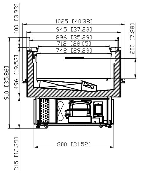 Coldline ISLAND-DT80 82" Open Air Dual Temperature Refrigerated and Freezer Island Merchandiser