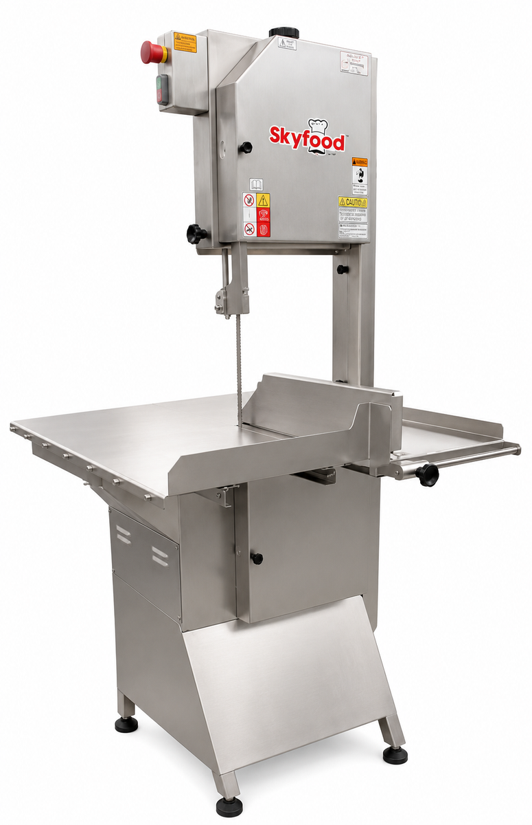 Skyfood SI-282HDE-1 112" Meat & Bone Saw Floor Model, 12-3/4" x 10" Cutting Clearance, 2 HP, Stainless Steel, 1-Phase