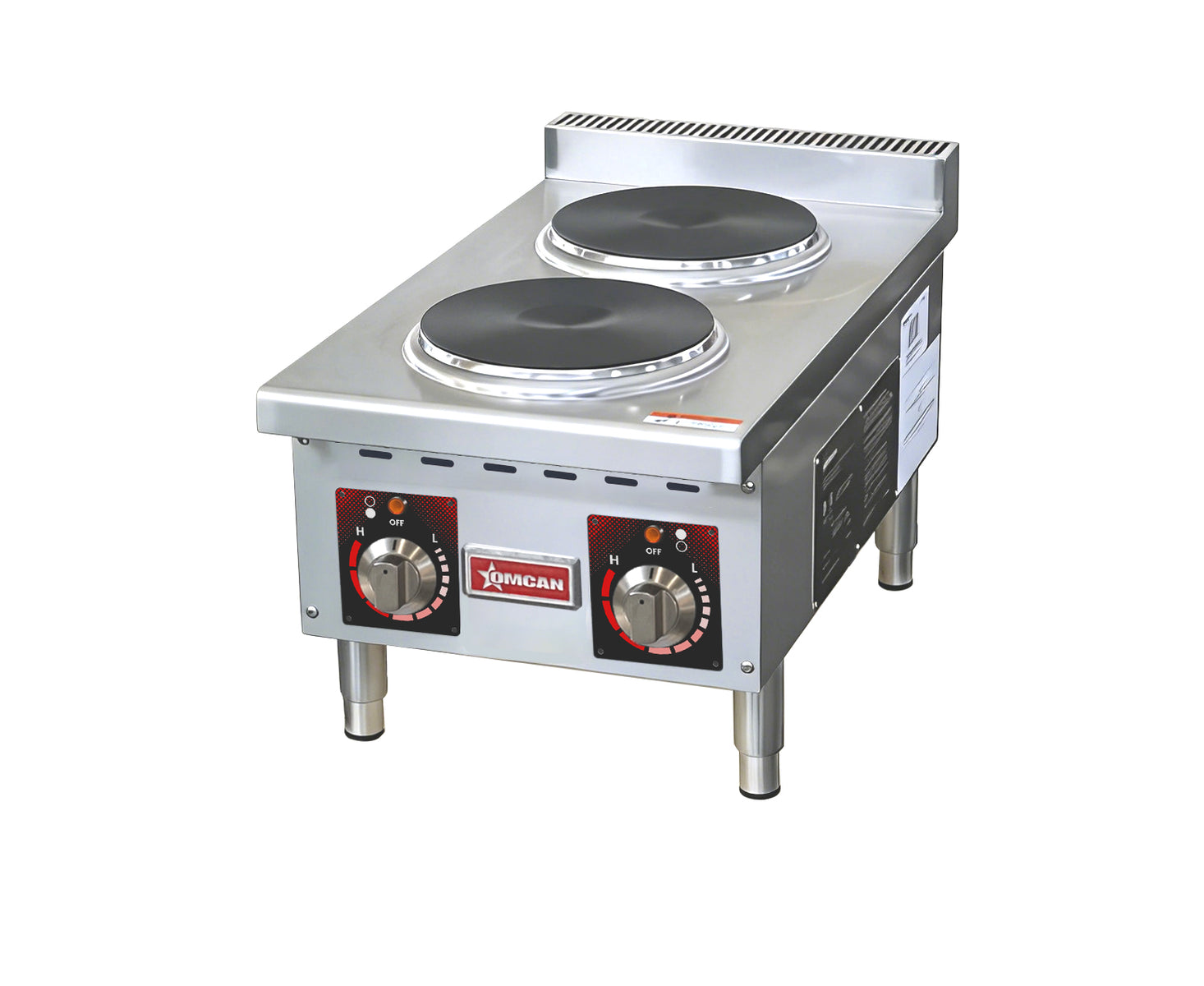 Omcan CE-CN-EHP15 208 15 In. Countertop Electric Hot Plate, 2 Burners, 4,000W, 208V, Infinite Heat Controls