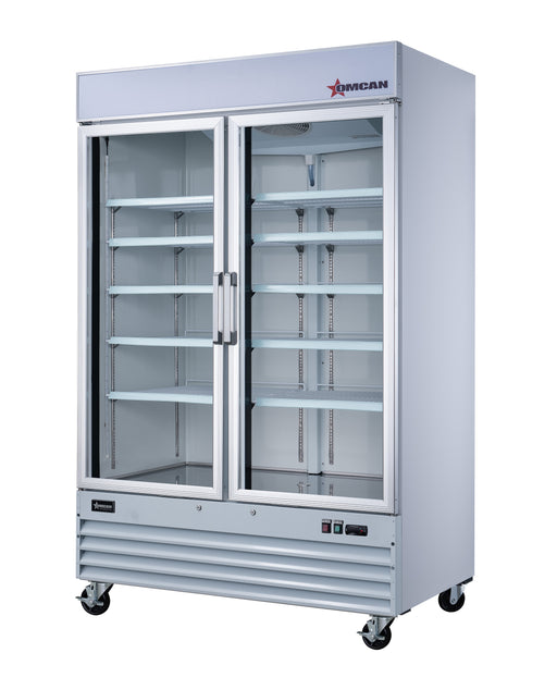 Omcan RE-CN-0045-HC-SW 53" White Display Refrigerator, Two Swing Glass Doors