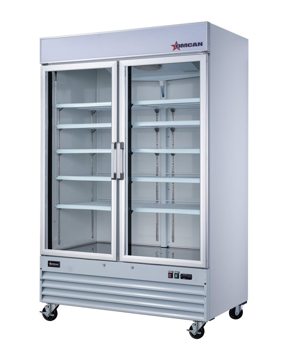 Omcan RE-CN-0045-HC-SW 53" White Display Refrigerator, Two Swing Glass Doors