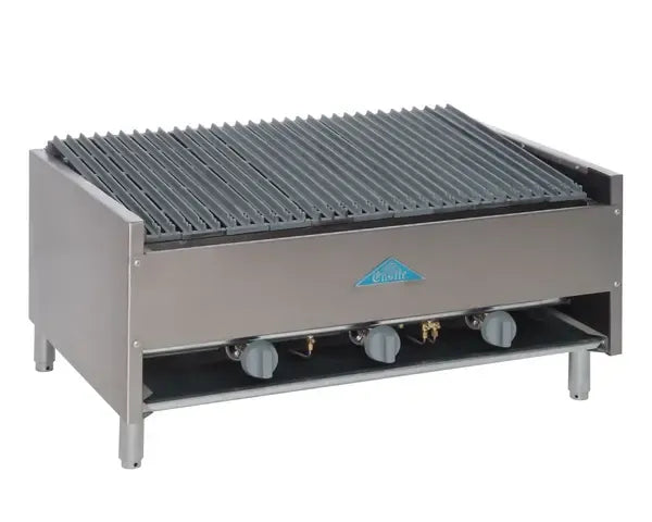 Comstock-Castle ELB36-B, 36 In. Gas Lava-Rock Charbroiler with Cheesemelter
