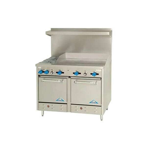 Comstock-Castle F3226-48, 60 In. Restaurant Gas Range, 2 Open Burners, 48" Griddle, (2) 26.5" Ovens