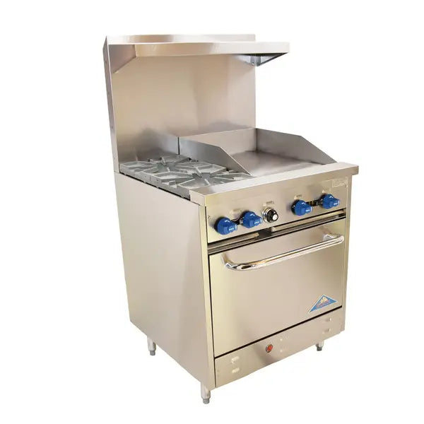 Comstock-Castle F326-18, 30 In. Restaurant Gas Range, 1 Open Burners, 18" Griddle, (1) 26.5" Oven