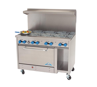 Comstock-Castle F3430, 48 In. Restaurant Gas Range, 8 Open Burners, (1) 31.5" Oven